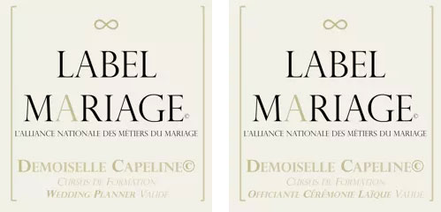 Label Mariage : demoiselle capeline, cursus formation wedding planer validé et cursus offciante cérémonique laïque validé